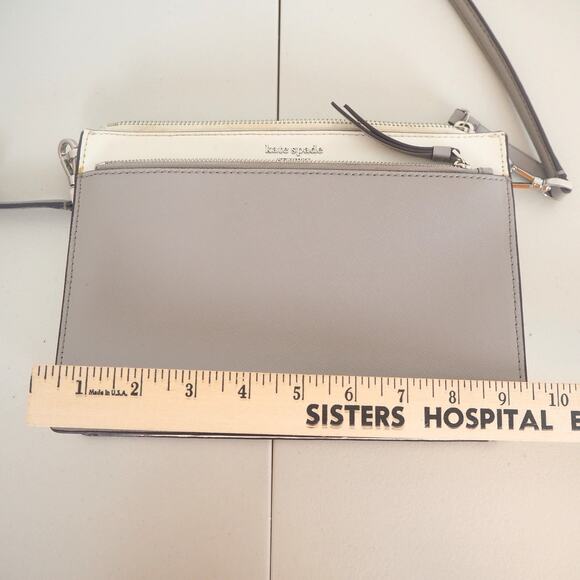 Kate Spade Cameron Double Zip Gray Leather Adjustable Crossbody Bag Purse - Picture 5 of 14